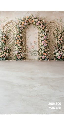 Tło fotograficzne „Kwiatowa pergola z różami – elegancki ogród vintage” | 4105